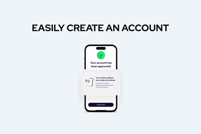 Coinme - create account screen.